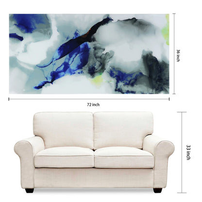 Empire Art Direct Blue Splash Frameless Free Floating Tempered Glass Panel Graphic Wall Art, 72" x 36", Ready to Hang
