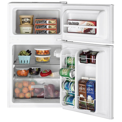 GE Appliances 3.1 Cu. Ft. Freestanding Double Door Compact Refrigerator, Steel