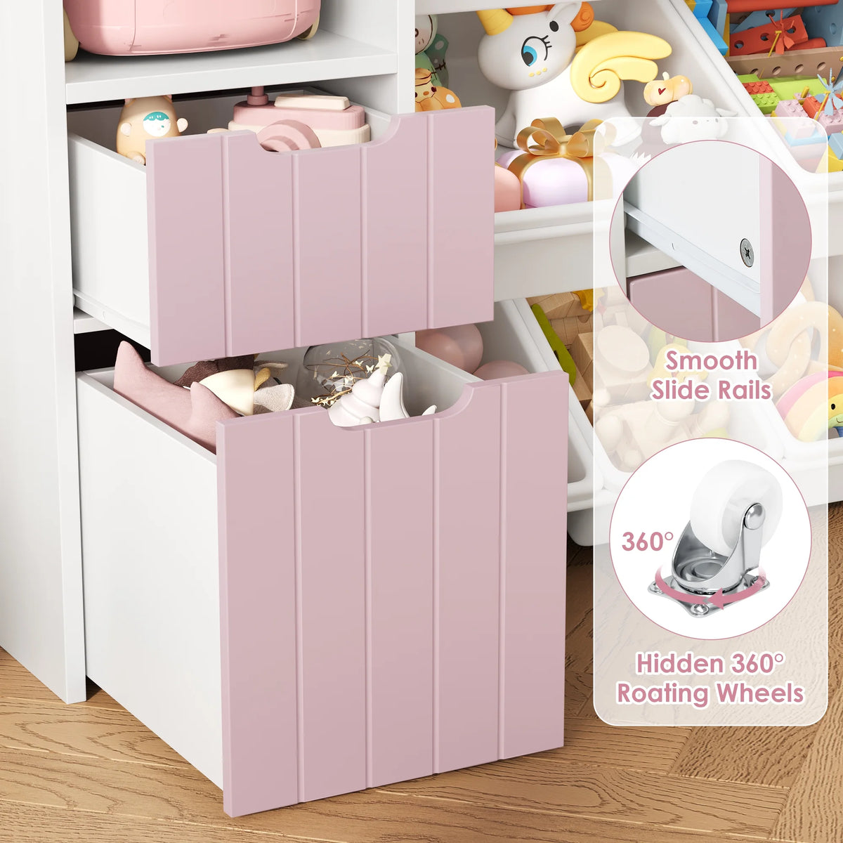 Homfa Kids Toy Storage Organizer with Removable Bin, Kids Bookshelf and Bookcase Toy Box with Drawers for Playroom, Classroom, White