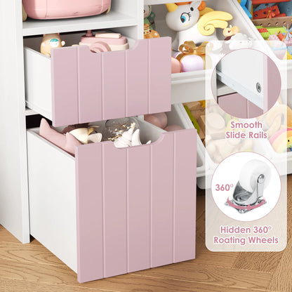 Homfa Kids Toy Storage Organizer with Removable Bin, Kids Bookshelf and Bookcase Toy Box with Drawers for Playroom, Classroom, White