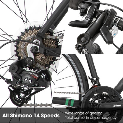Hiland Aluminum Road Bike,Shimano 14 Speeds, 53/57cm Frame, Racing Bike for Men Mens Racing Bike