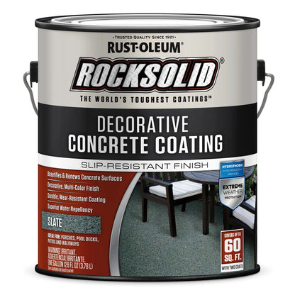 2 Pack, Slate, Rust-Oleum RockSolid Decorative Concrete Interior/Exterior Solid Stain Matte - 306267, Gallon