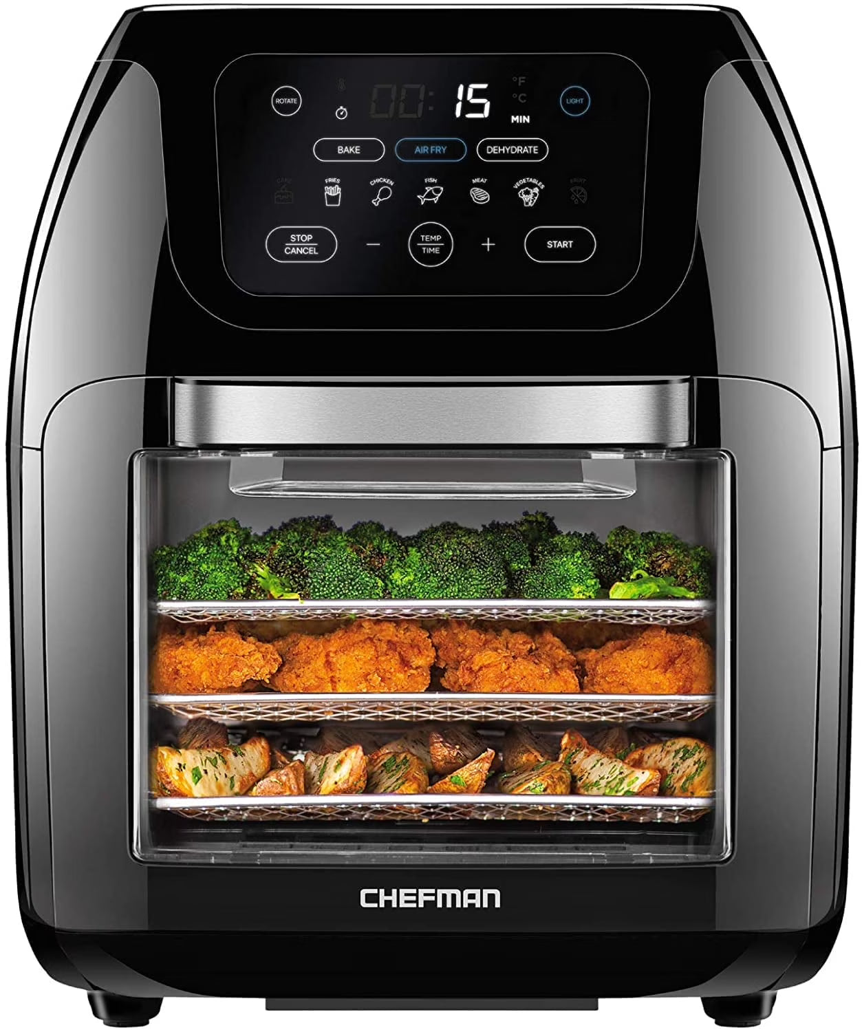 Chefman Multifunctional Digital 10 Qt. Air Fryer+ Rotisserie, Fry, Roast & Bake, 17 Presets - Black