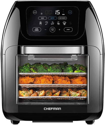 Chefman Multifunctional Digital 10 Qt. Air Fryer+ Rotisserie, Fry, Roast & Bake, 17 Presets - Black