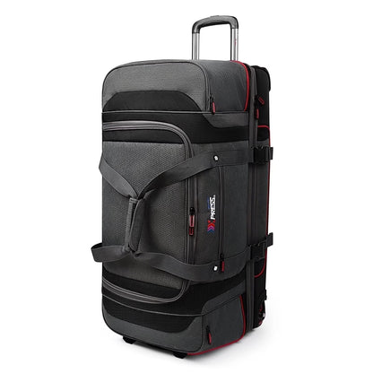 Rolling Duffle Bag with Drop Bottom,Large Wheeled Duffle Bag Luggage,Trolly Travel Bag with Roller 30 Inch,TBL074-Grey/Red