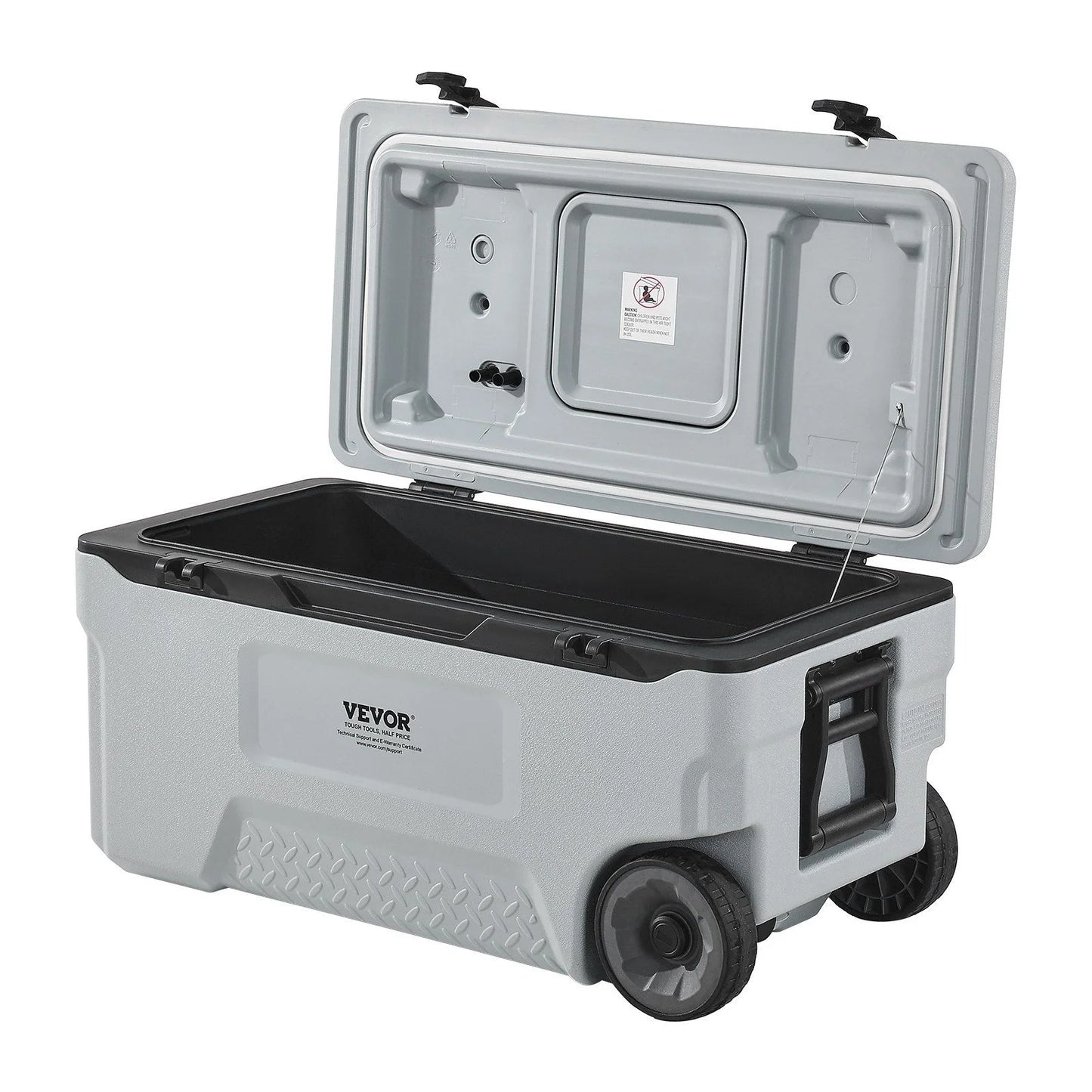 74 QT Wheeled Cooler - 120 Can Capacity Portable Ice Chest with Heavy-Duty Wheels & Cup Holders, Insulated Outdoor Cooler for Camping, Tailgating, Beach & BBQs, Leak-Proof Drain & Extended Cold Reten
