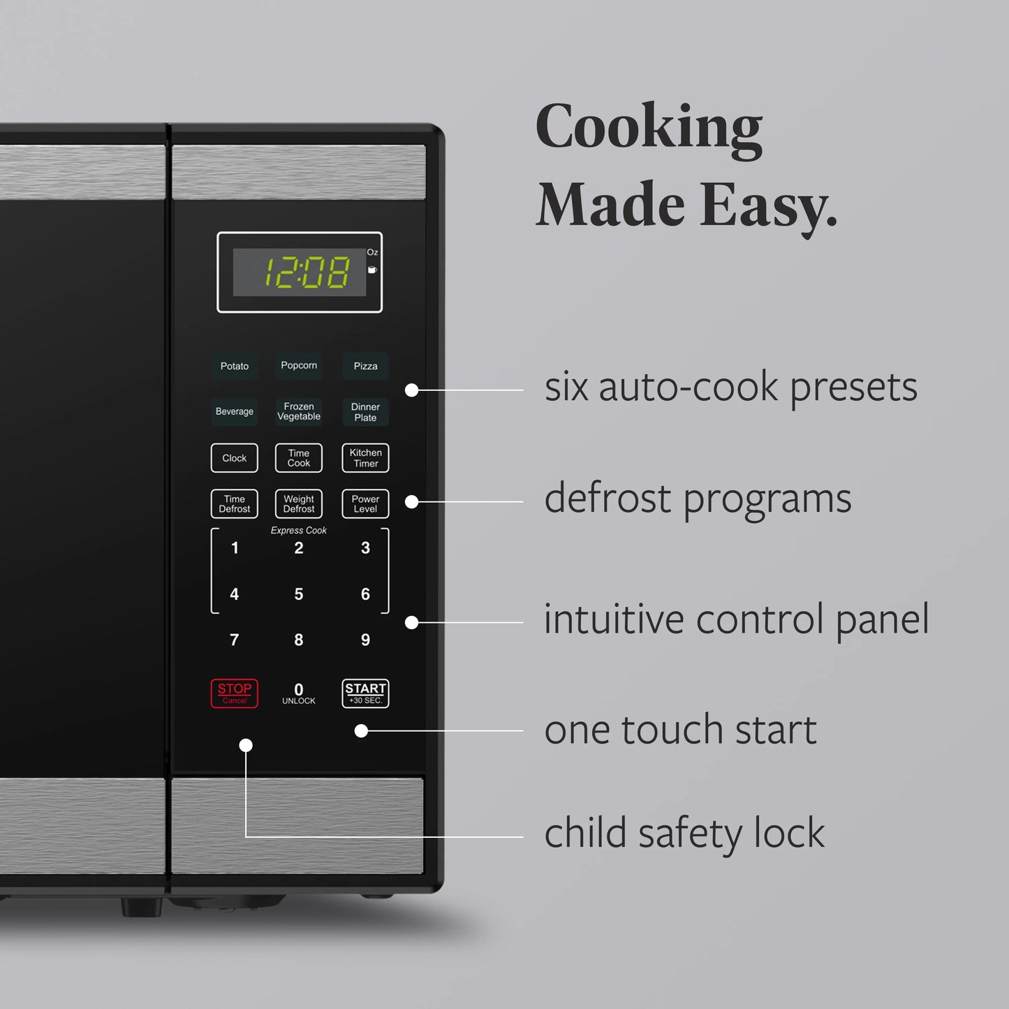 Farberware FMGZ09BKA 0.9 Cu. Ft. Microwave Oven, 900W, Digital Control, LED Display, 6 Cooking Presets, Black