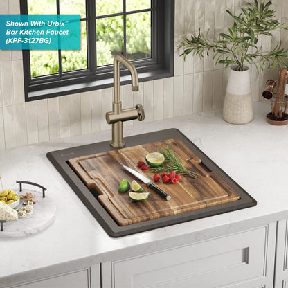 KRAUS Bellucci 18 Granite Composite Workstation Drop-In Top Mount Single Bowl Kitchen Bar Sink in White with Accessories
