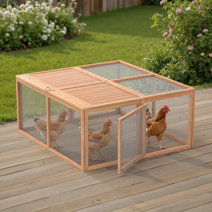 Portable Chicken Coop Run Rabbit Hutch Outdoor Small Animal Cage House Wooden Poultry Enclosure for Bunny, Duck, Chick, Quail, No Assembly Required