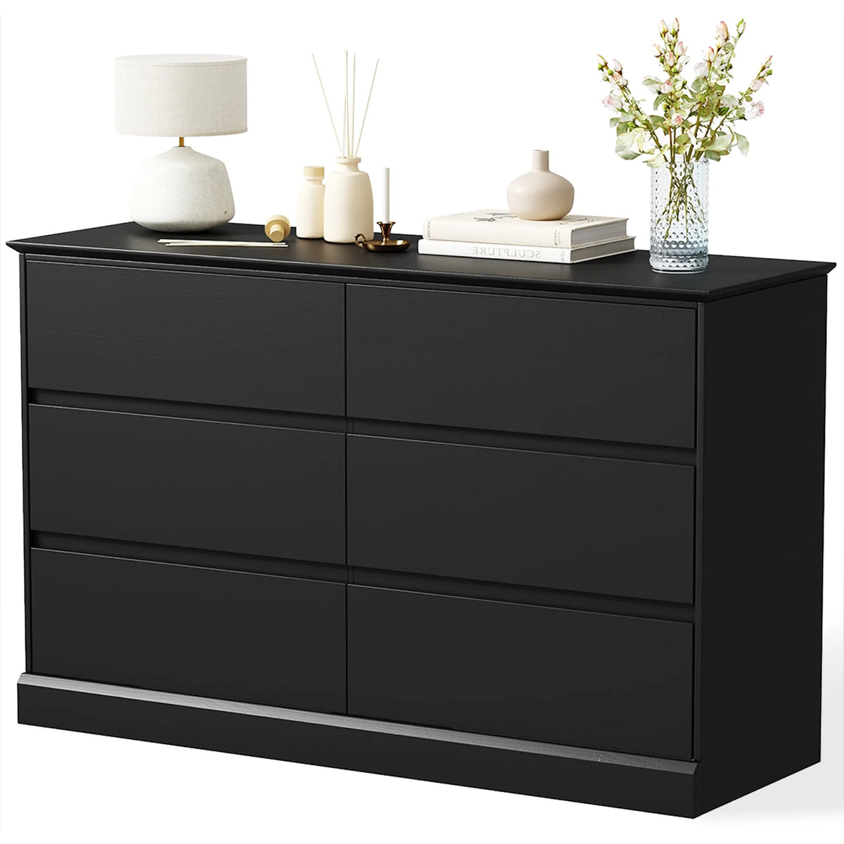 White Dressers Bedroom Dresser 6 Drawer Storage Chest of Drawers Double Dresser Storage Side Cabinet Room Furniture for Bedroom Living Room