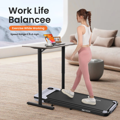 ANCHEER Portable Folding Walking Pad 300lb, 7.5 MPH Under Desk Treadmill with Remote Control & LED Display,2 in 1 Walking Pad Treadmill for Home/Office/Exercise(Pink)