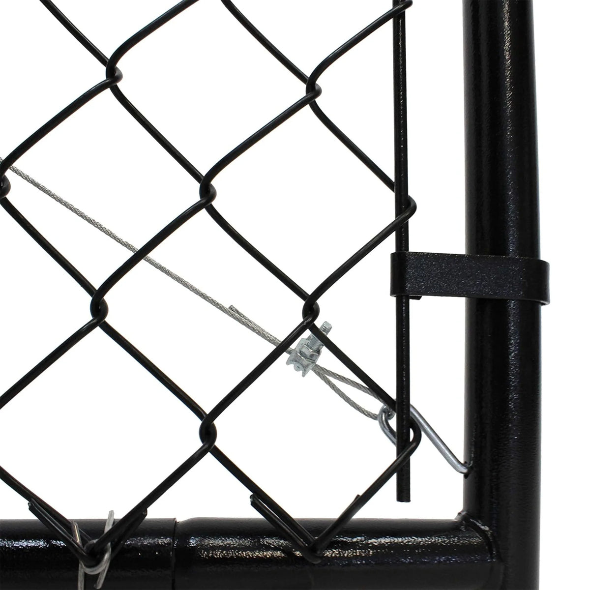 Adjust-A-Gate Fit-Right Chain Link Gate Kit with Square Corner Frame, Black