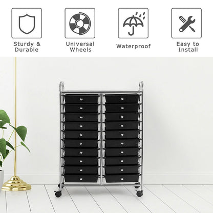 Gymax Office Rolling Cart 20 Storage Drawers Scrapbook Paper Studio Organizer Mutlicolor