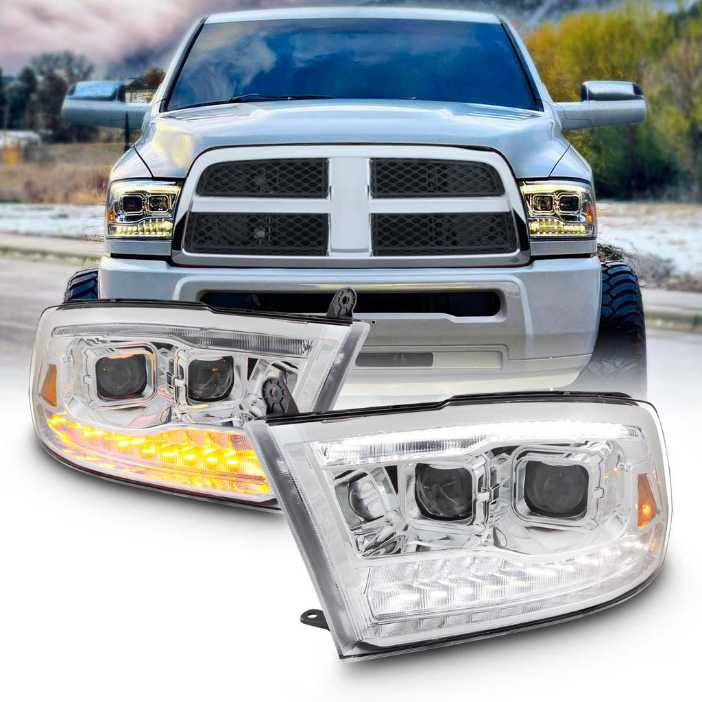 AKKON - [Factory Upgrade] For 09-18 Dodge Ram 1500 2500 3500 Dual Projector LED DRL Headlights With Light bulbs