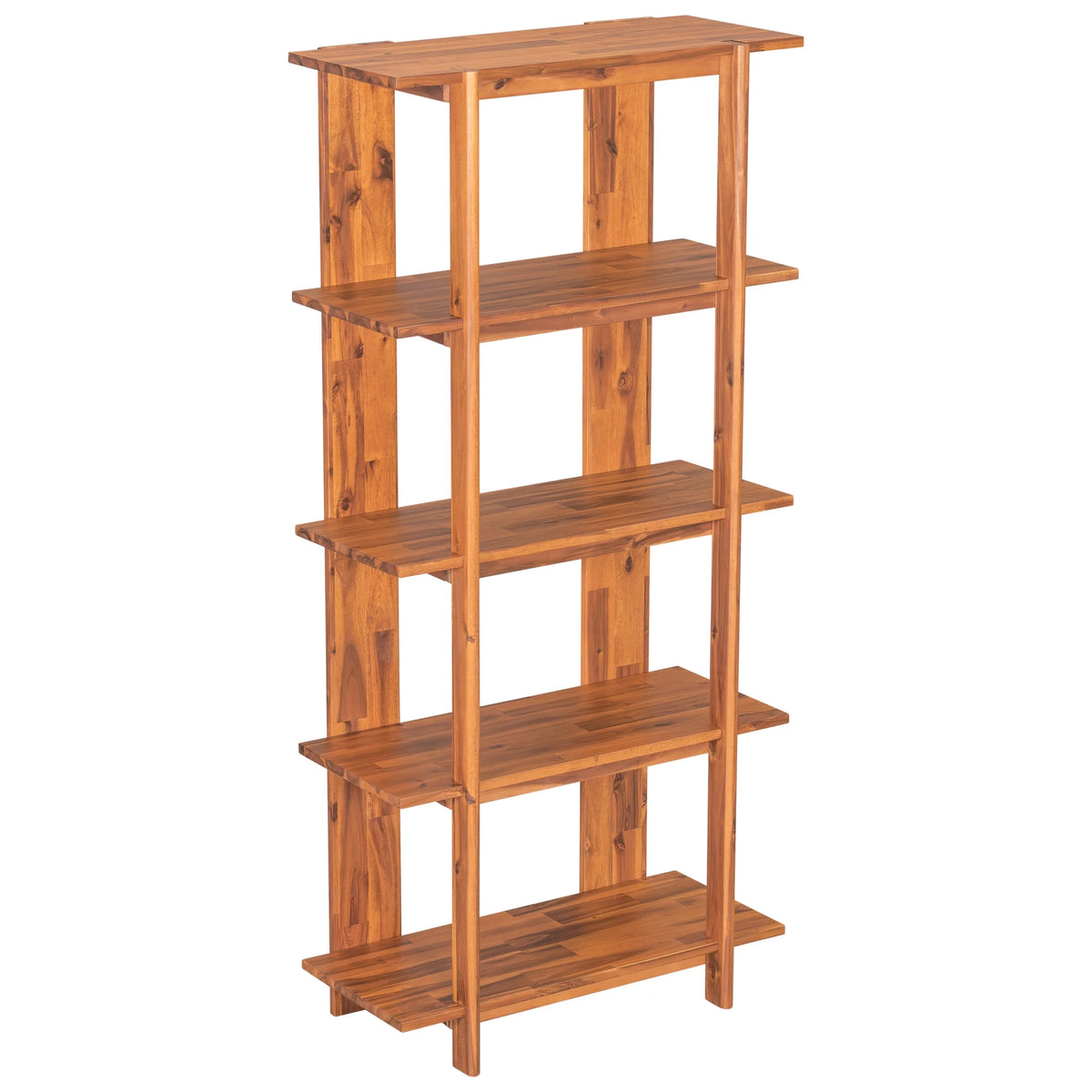 Christopher Knight Home 4-Tier Open Bookcase, 70.2" Solid Acacia Wood Modern Display Bookshelf, Ebonized Finish