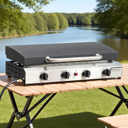 UBesGoo Propane Griddle Table Top Grill 4 Burner Camping Griddle Portable Outdoors