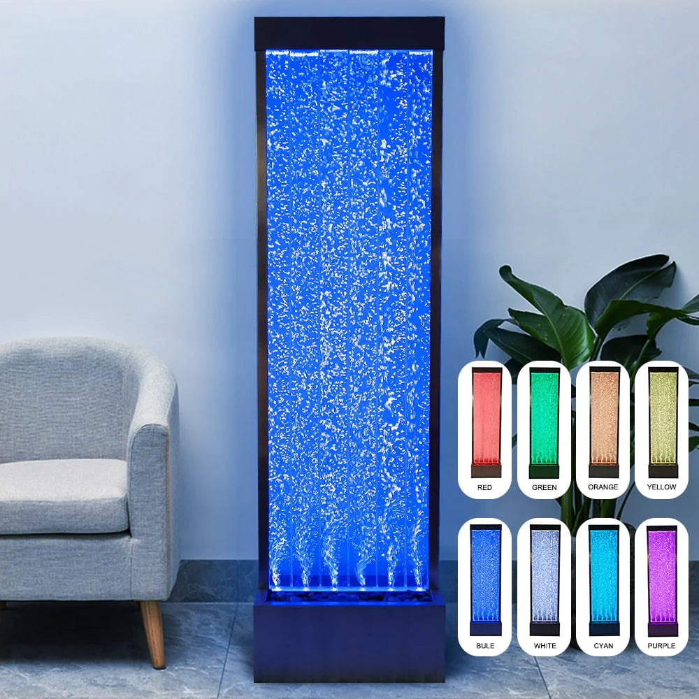 72'' Acrylic Bubble Fountain, Standing Bubble Panel, Color Lights/Remote Ctrl