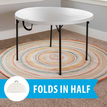 Lifetime 48 inch Round Fold-in-Half Table, Indoor/Outdoor Essential, White Granite (280064)