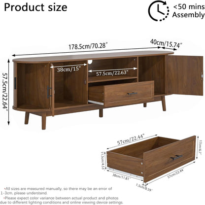 TV Stand for TVs up to 70", 63" Entertainment Center with Sliding Doors, Media Console Table for Living Room