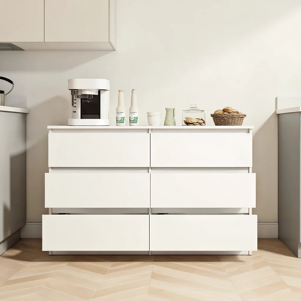 Kadyn Modern 6 Drawer Dresser Wood Cabinet,Dresser for Bedroom, Kitchen Storage Cabinet with Drawers, Chest of Drawers(Black)