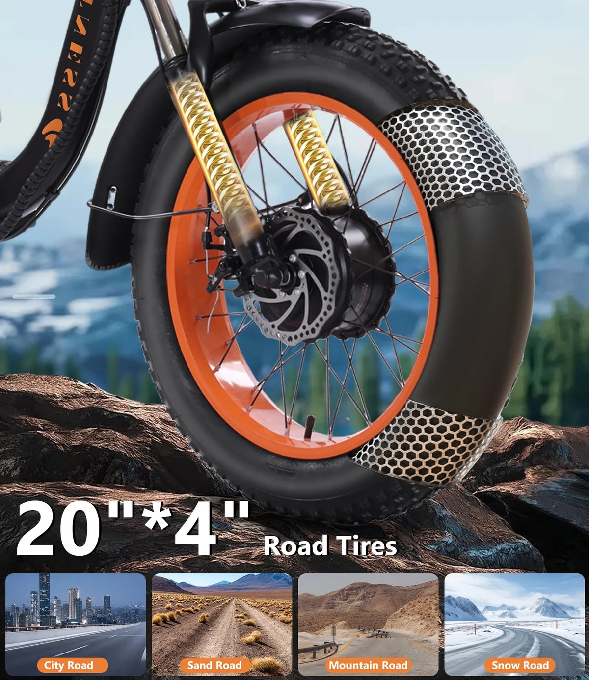 YEBEI Electric Tricycle for Adults Folding E-Trike Motorized Tricycle Electric 3 Wheels Trike Powerful 500W Motor Electric Tricycle 48V15AH Lithium Battery Max 20MPH 20*4.0” Fat Tire Orange