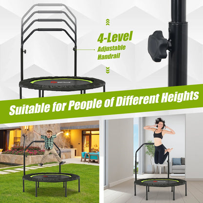 Costway 40'' Foldable Trampoline Fitness Rebounder with Resistance Bands Adjustable Home Green