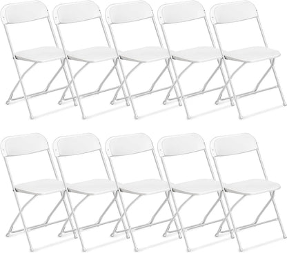 Ktaxon 10 Pack Commercial Plastic Folding Chairs Stackable Wedding Party Chairs for Adults, White