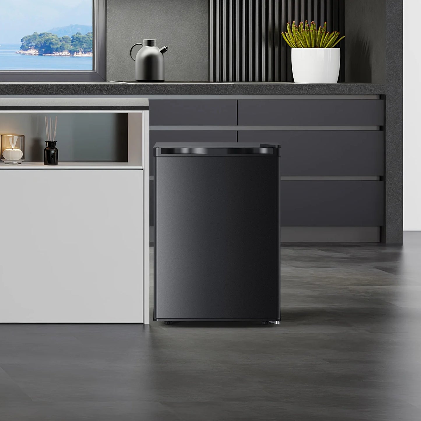KNDKO 2.6Cu.ft Upright Freezer, Mini Freezer with Reversible Single Door, Removable Shelves, Adjustable Thermostat for Home/Kitchen/Office, Silver