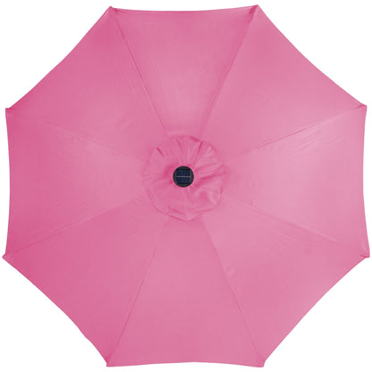 Northlight 9ft Solar Lighted Outdoor Patio Market Umbrella with Hand Crank and Tilt, Pink