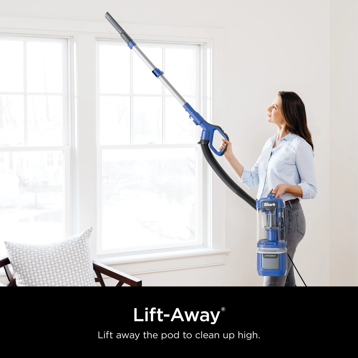 Shark Upright Vacuum, Lift-Away ADV, Pet Friendly, Bagless, with Self-Cleaning Brushroll, Hard Floor and Carpet, Anti Allergen & Lightweight Design, LA360, Blue