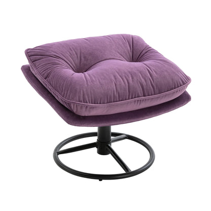 Velvet Swivel Accent Chair with Ottoman Set, Modern Tufted Armchair with Footrest for Living Room Reading TV Chairs for Adults, Comfy Chaise Lounge Chairs with 360 Degree Swiveling for Bedroom, Pink