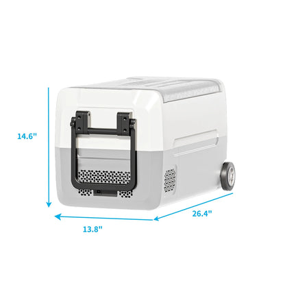 DISHUP 12V Portable Car Refrigerator, 53QT(50L) Electric Cooler with Dual Zone,DC & AC,Ideal for RV, Camping, Travel, Truck