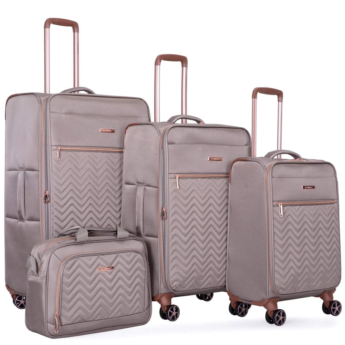 Travelhouse 4 Piece Luggage Set Softside Expandable Lightweight Suitcase with Double Spinner Wheels.(Black)