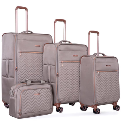Travelhouse 4 Piece Luggage Set Softside Expandable Lightweight Suitcase with Double Spinner Wheels.(Black)
