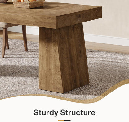 Rectangular 55" Dining Table for 4-6, Mid-Century Modern Kitchen Dining Table, Yellow