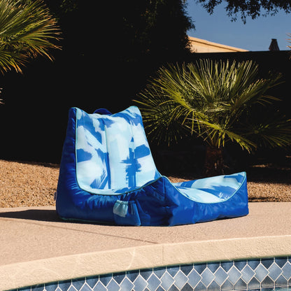Big Joe Captain's Float No Inflation Needed Pool Lounger with Drink Holder, Tropical Hibiscus Aqua Double Sided Mesh, Quick Draining Fabric, 3 feet