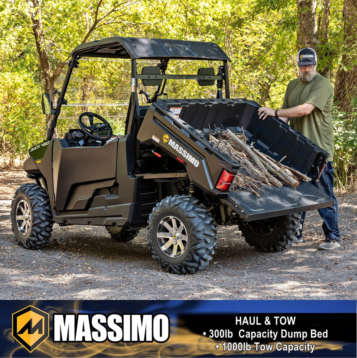 Massimo Buck 450 Side by Side UTV, EFI, 4 Stroke, 325cc, 25.5 HP, 4X4, 3000lb Winch - Red