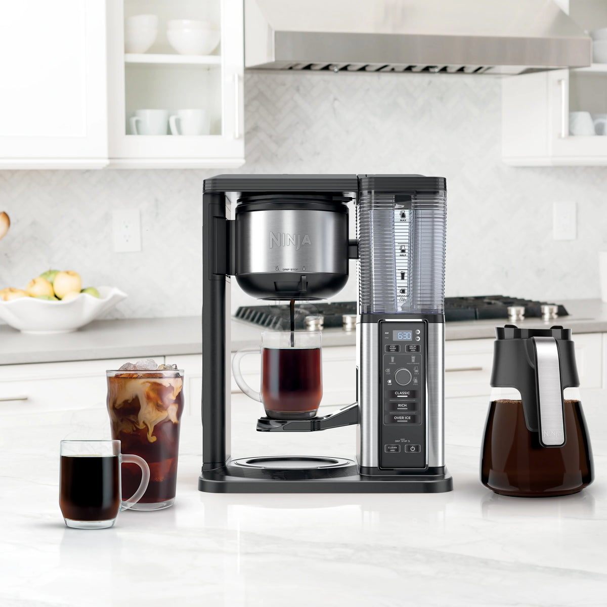 Ninja Hot & Iced Coffee Maker, Single Serve to 10 Cup Carafe, Drip, Rapid Cold Brew, CM360 Black
