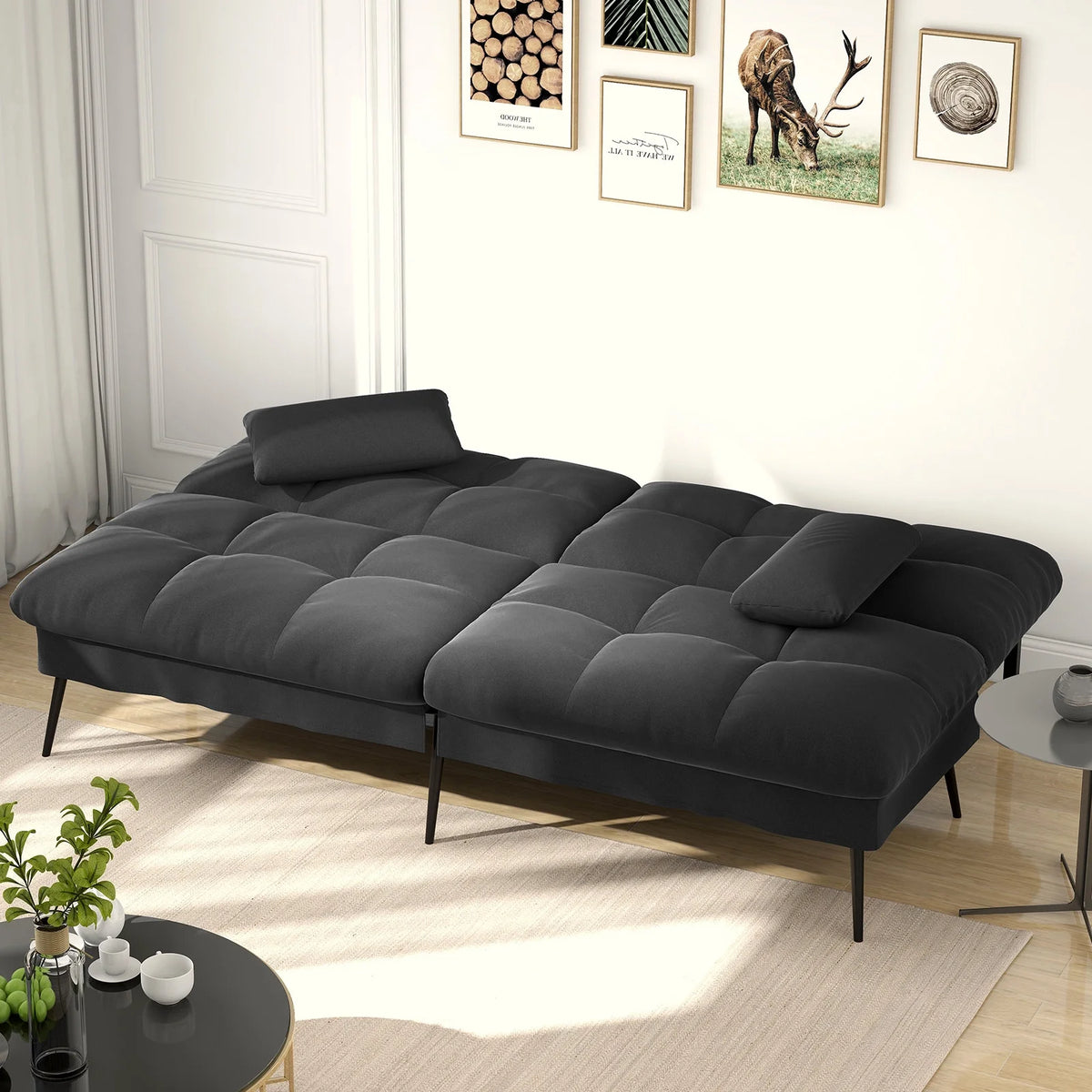 COMHOMA Cloud Comfort Convertible Futon Sofa Bed, Gray