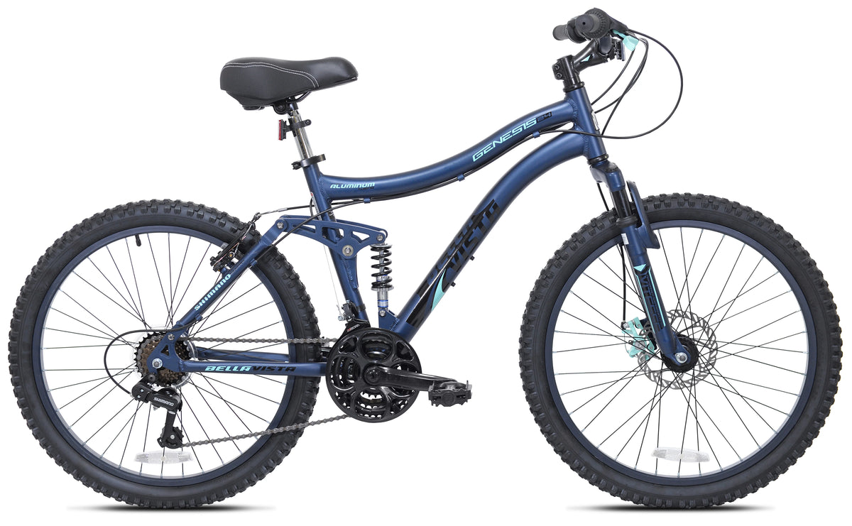 24" Bella Vista Girl's Full Suspension Mountain Bike, Blue