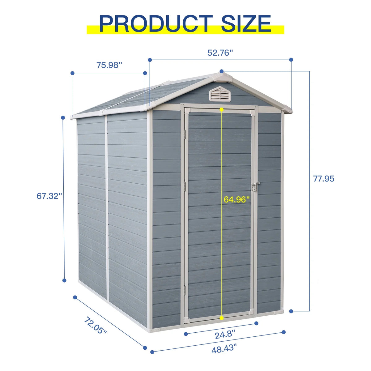 Seizeen Shed and Outdoor Storage, 41 Cu.Ft Small Outdoor Resin Shed with 3 Doors & Floor, 306GAL Deck Box Waterproof Plastic Tool Storage Shed for Cushion Lawn Mower Garbage Cans