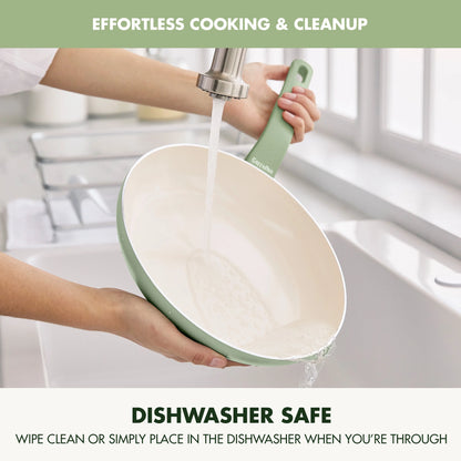 GreenPan Essence 17-Piece Ceramic Nonstick Cookware �C Toxin-Free, Dishwasher & Oven Safe, Green