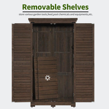 MCombo Tall Garden 1.52 x 2.85 ft. Wood Storage Shed, Brown