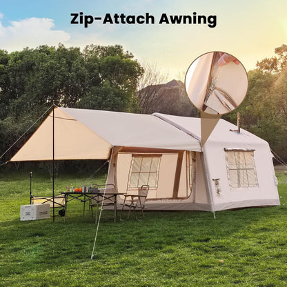 NAIZEA Inflatable Tents for Camping, Blow Up Tent with Hand Pump, Easy Setup Inflatable Hot Tent with Stove Jack, Waterproof Oxford Air Glamping Tents for Camping Adult 4-6 Person