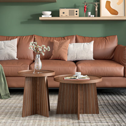 Round Coffee Table, Nesting Coffee Tables Set of 2, Circular Coffee Table