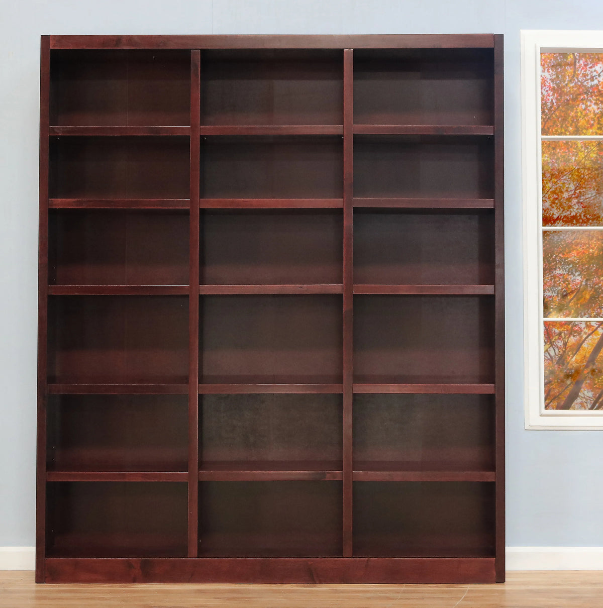 Concepts in Wood 18 Shelf Triple Wide Wood Bookcase, 84 inch Tall - Cherry Finish