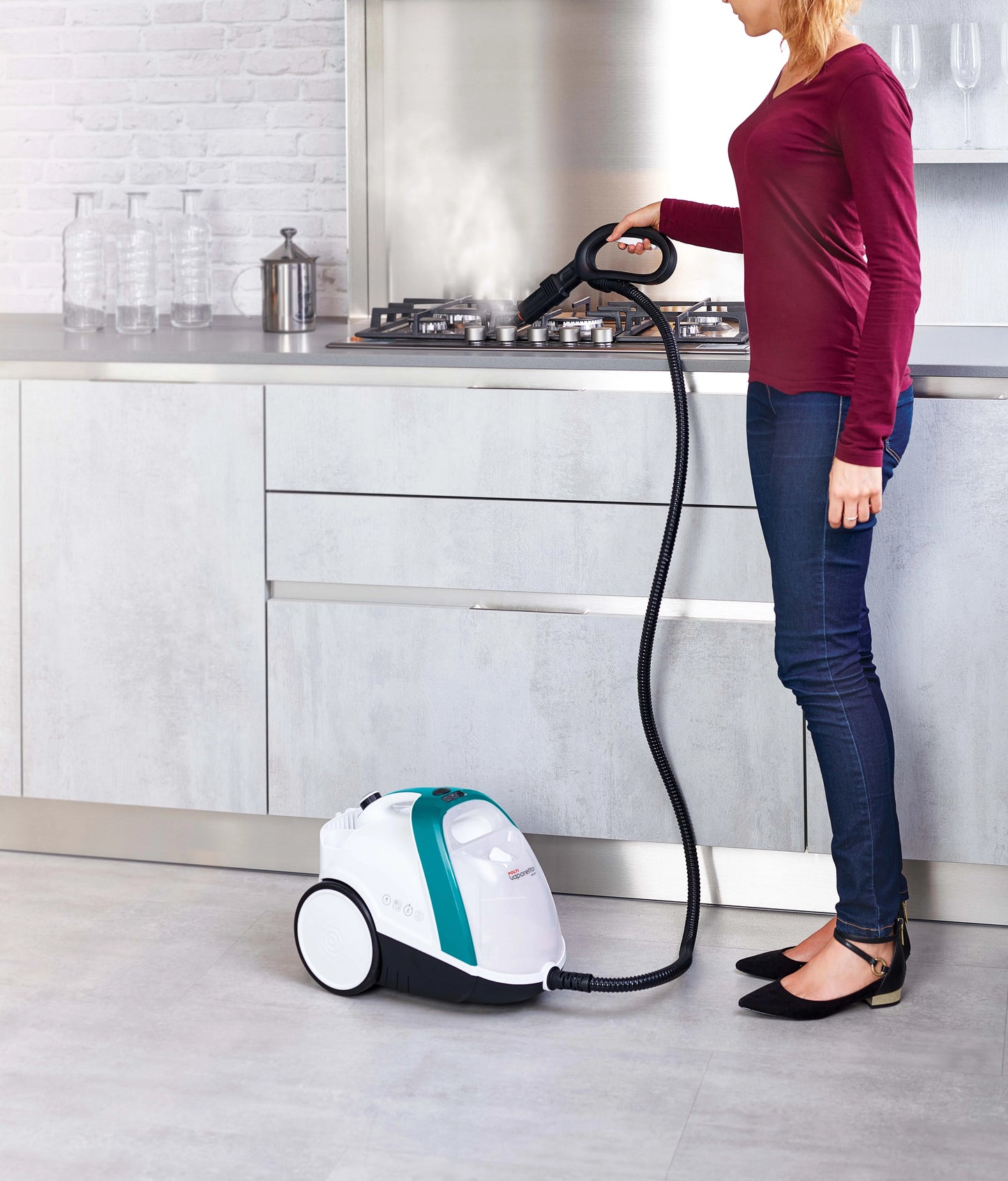 POLTI Continuous Fill Steam Cleaner for Home Use with 10 Attachments - Works for Tile Floor with Grout, Carpet, Hardwood & Upholstery