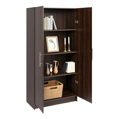 Prepac Adjustable Shelves Cabinet - Functional Tall Garage Table, 16"D x 32"W x 65"H Freestanding Garage Cabinet with 2-Doors, Espresso - EES-3264