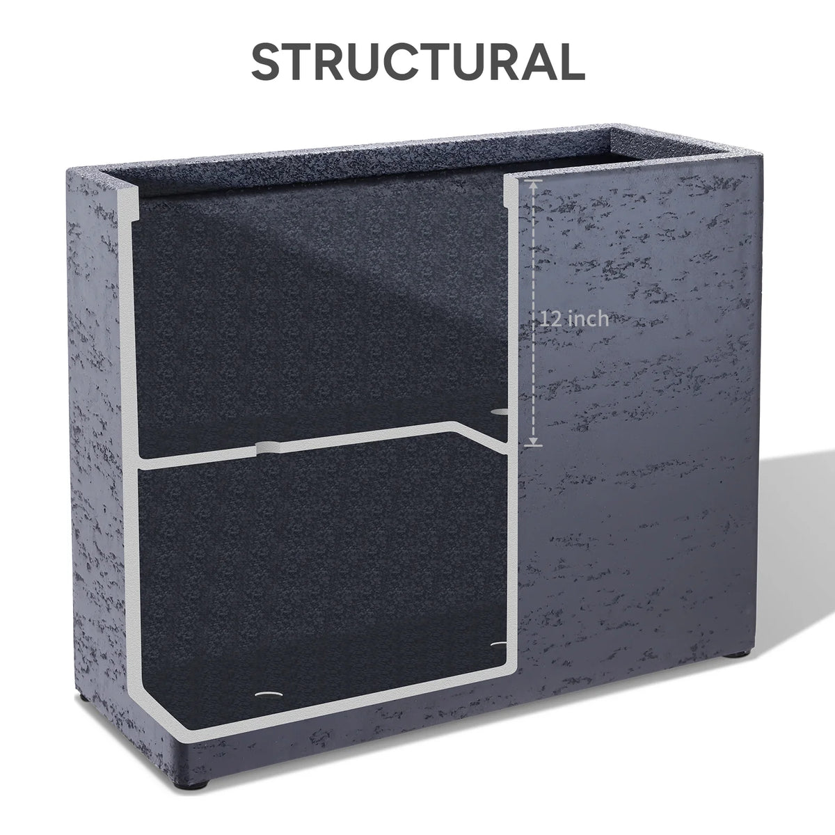 Tall Rectangular Composite Planter,Durable for All-Weather Use with Drainage Holes, Large Rectangular Planter for Outdoor and Indoor Plants