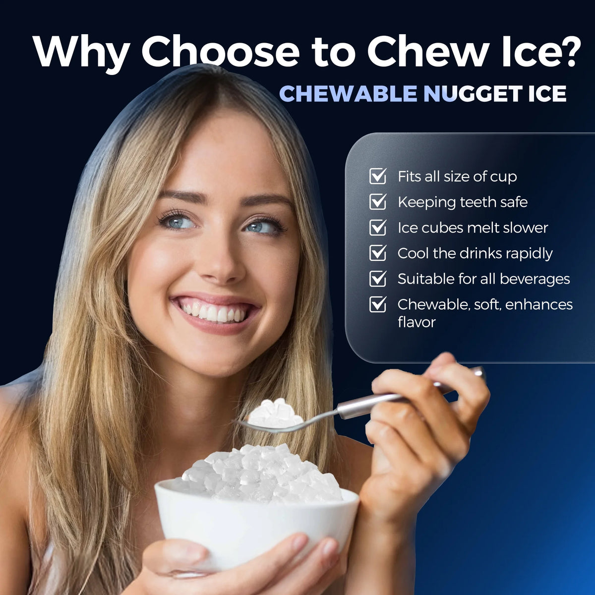 Simzlife Nugget Ice Maker Countertop, 34.9lbs per Day Chewable Pebble Nugget Ice Machine with Touch Screen for Home, Kitchen, Office, Stainless Steel, Black